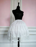 Jupon Court Lolita Blanc à Dentelle Étoilée, Sous-Jupe Bouffante Princesse