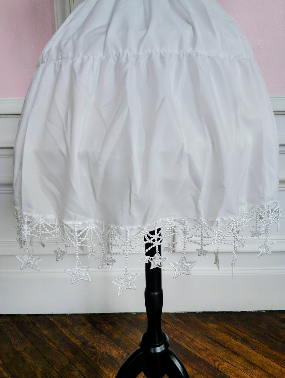 Jupon Court Lolita Blanc à Dentelle Étoilée, Sous-Jupe Bouffante Princesse