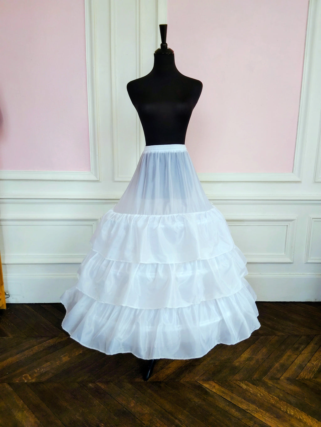 Jupon Mariée 3 Cerceaux & 3 Volants, Crinoline Blanche