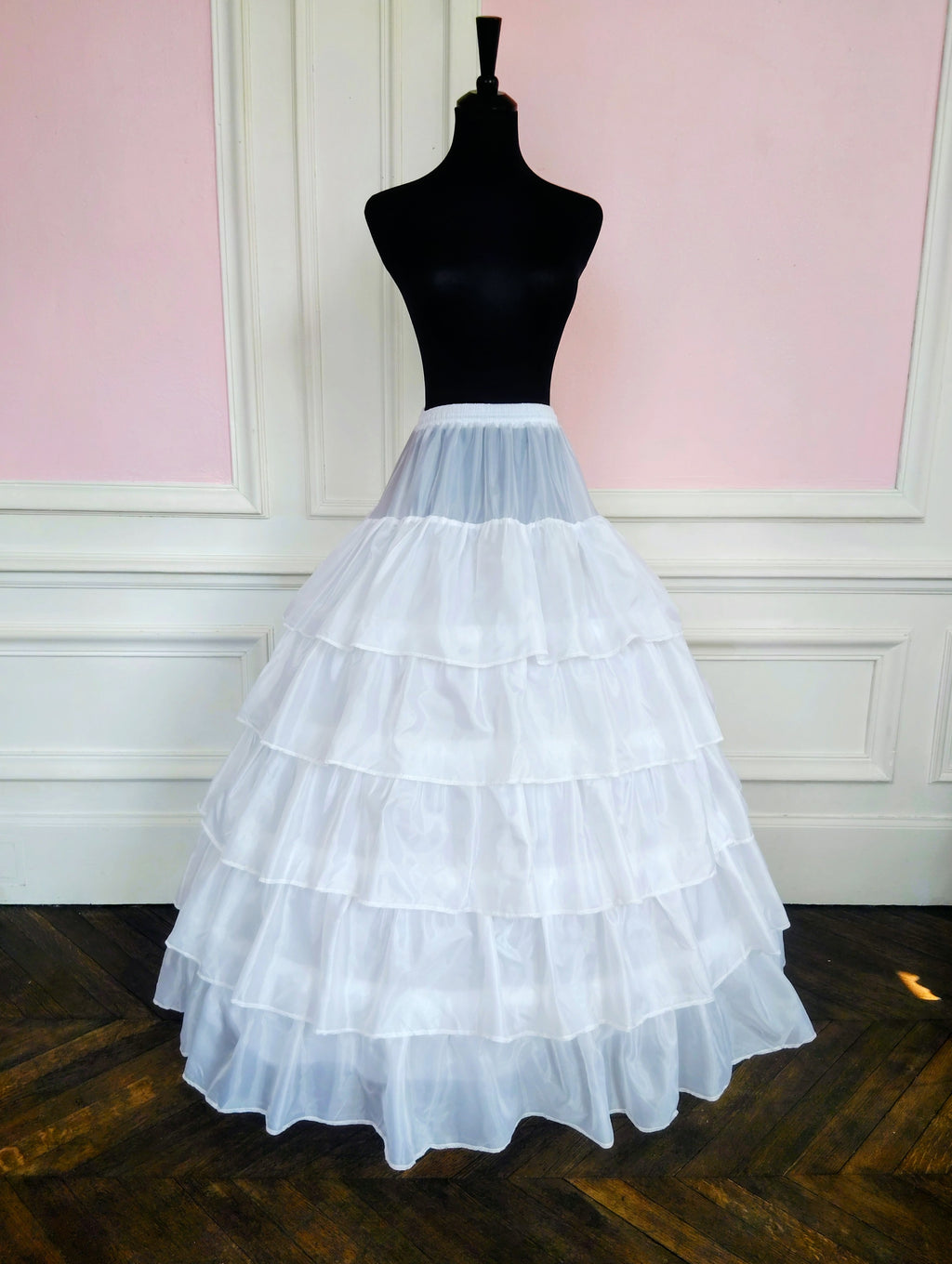 Jupon Mariée Long 4 Cerceaux & 5 Volants, Volume Princesse