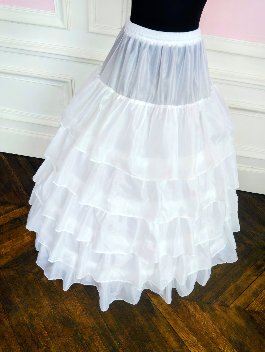 Jupon Mariée Long 4 Cerceaux & 5 Volants, Volume Princesse