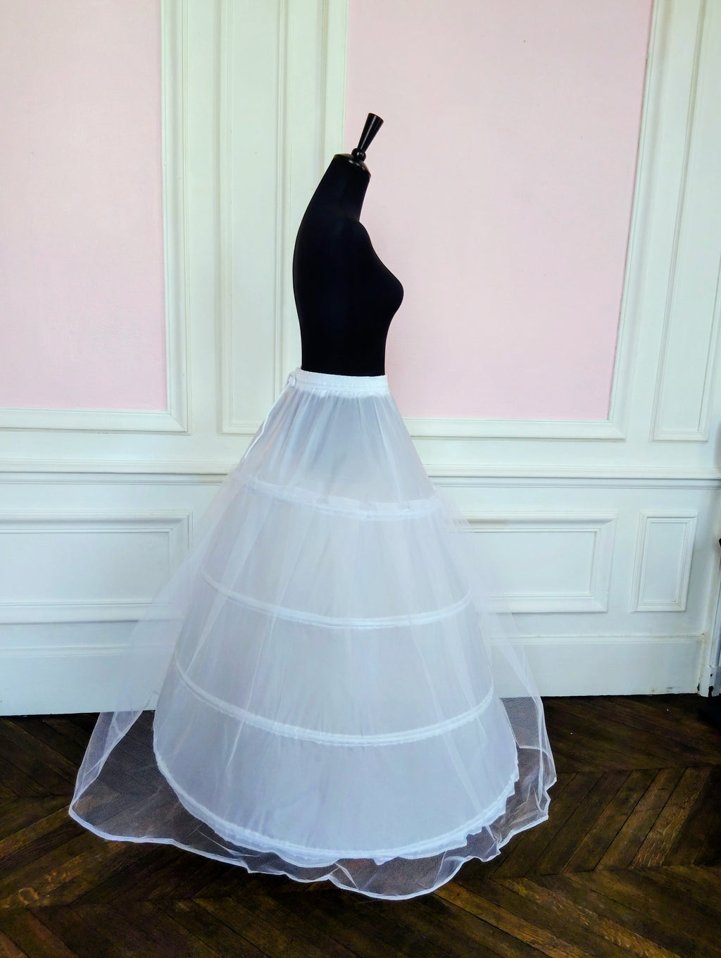 Jupon Mariée Crinoline Blanc 4 Cerceaux, Robe A-Line