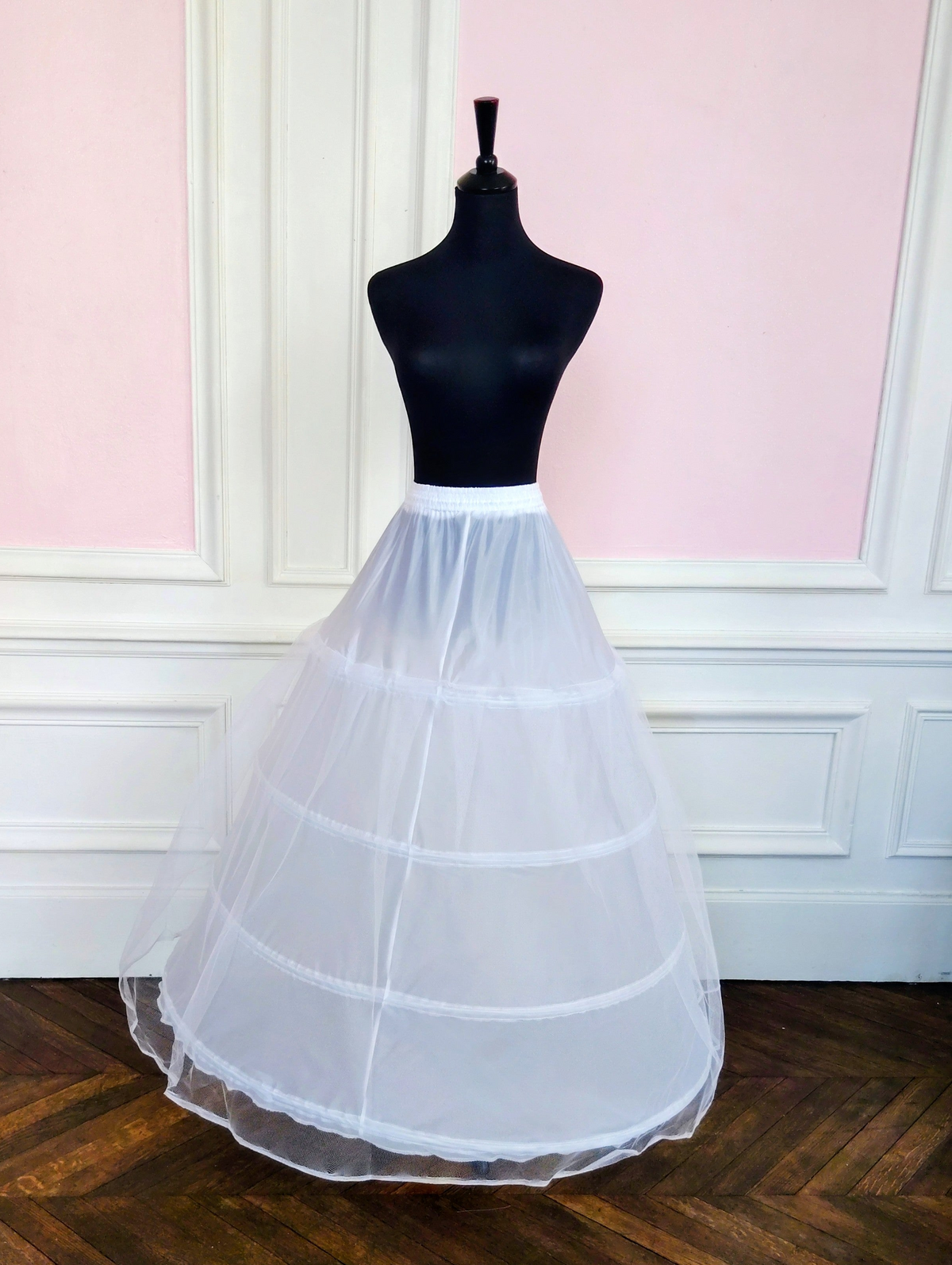 Jupon Mariée Crinoline Blanc 4 Cerceaux, Robe A-Line