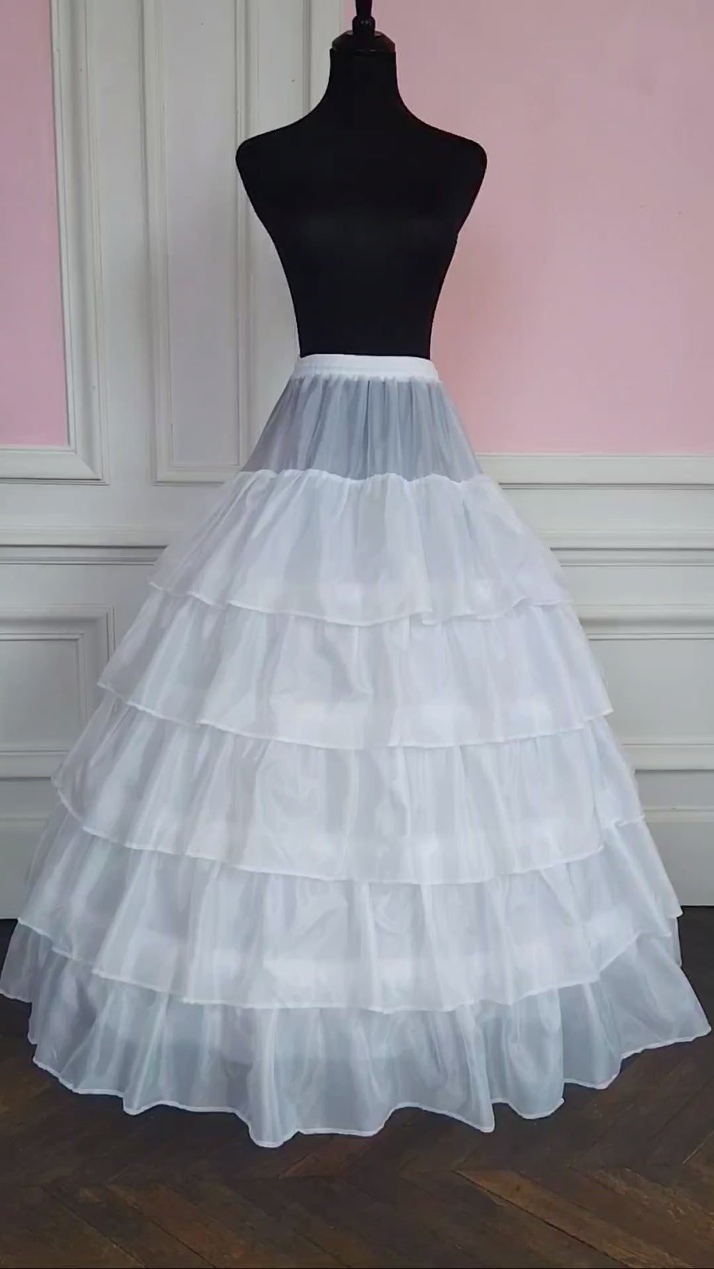Jupon Mariée Long 4 Cerceaux & 5 Volants, Volume Princesse