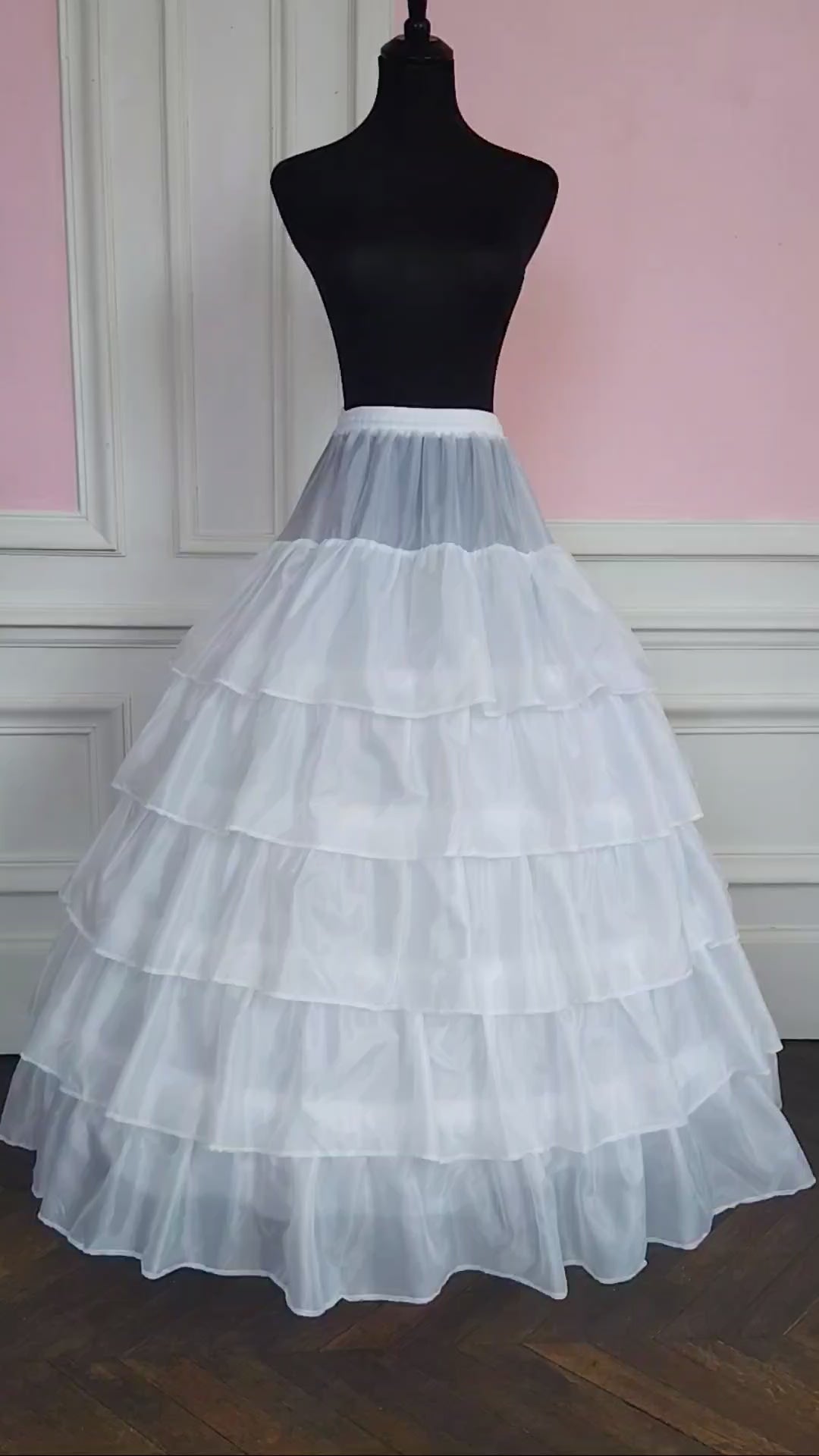 Jupon Mariée Long 4 Cerceaux & 5 Volants, Volume Princesse