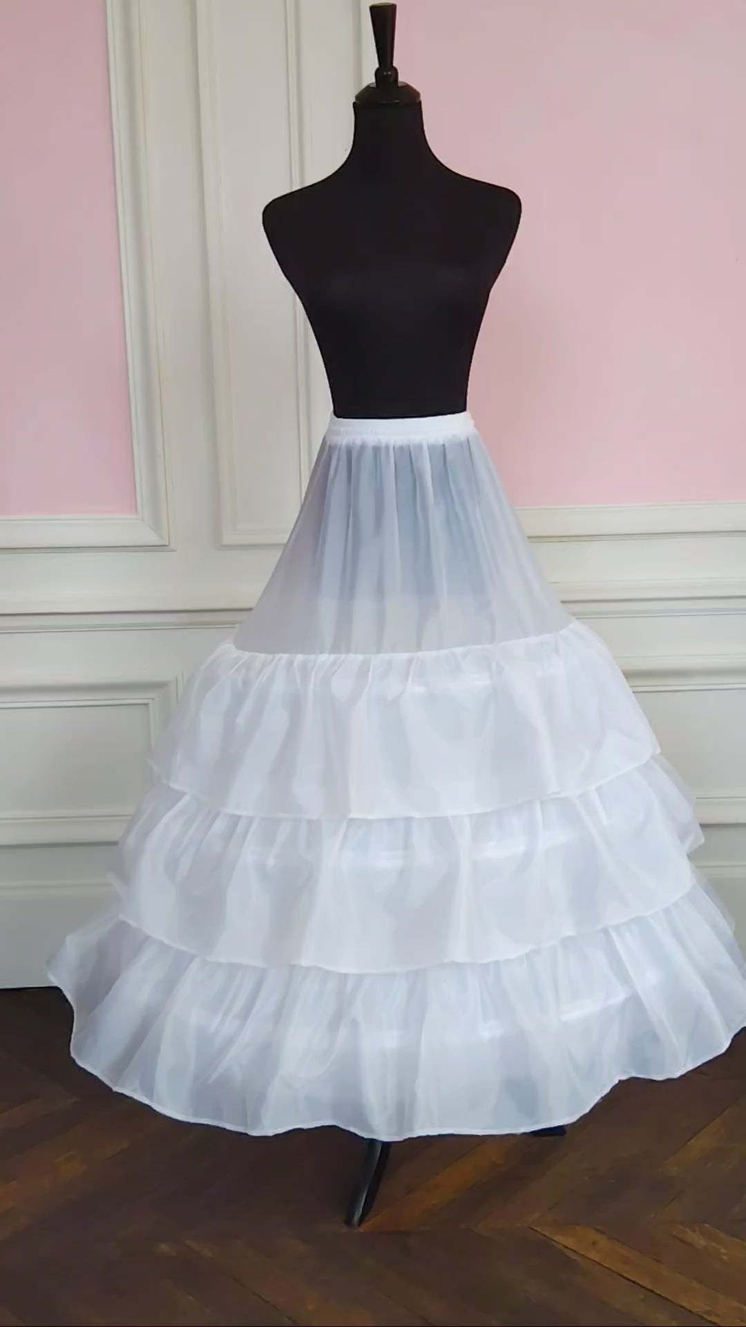 Jupon Mariée 3 Cerceaux & 3 Volants, Crinoline Blanche